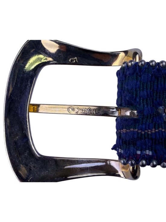 Paul Harris Womens Multicolor Fabric & Leather Belt Plaid Design Sz M